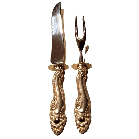 Vintage GORHAM Decor STERLING SILVER Handled Small 2pc Carving Set - Picture 5 of 5